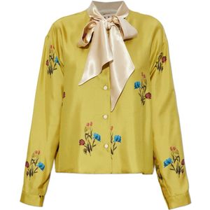 Marni, Dames, Blouses & Shirts, Groen, Maat: S Zijde,