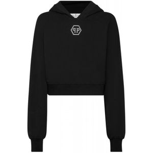 Philipp Plein, Dames, Sweatshirts & Hoodies, Zwart, Maat: M Katoen,