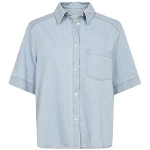 Part Two - Denim Oversized Shirt - Blauw - Korte Mouwen