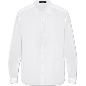 Dolce & Gabbana, Heren, Overhemden, Wit, Maat: L Zijde,