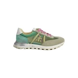 Premiata Groene canvas sneakers met beige suède , Green , Dames , Maat: 40 EU