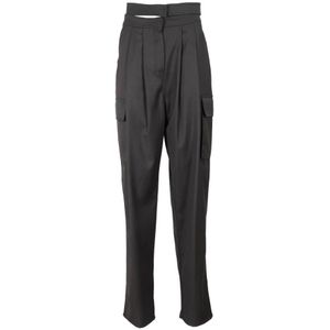 Andrea Adamo, Dames, Broeken, Grijs, Maat: S Flanel,