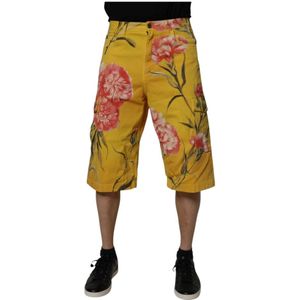 Dolce & Gabbana, Heren, Korte broeken, Geel, Maat: XS Katoen,