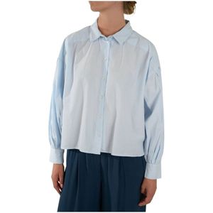 By-Bar, Dames, Blouses & Shirts, Blauw, Maat: M Katoen,