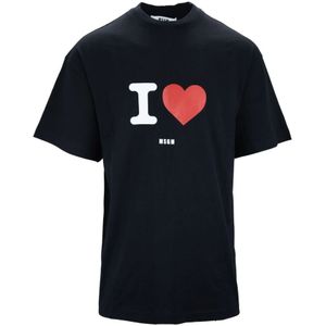 Msgm, Heren, Tops, Zwart, Maat: XS Katoen,