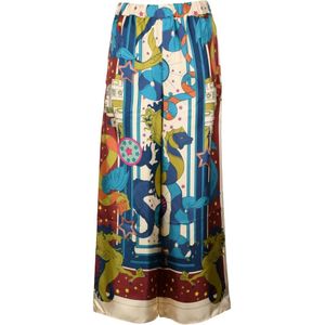 Weekend Max Mara, Dames, Broeken, Veelkleurig, Maat: 3XS Zijde,