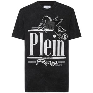 Philipp Plein, Heren, Tops, Zwart, Maat: S Katoen,
