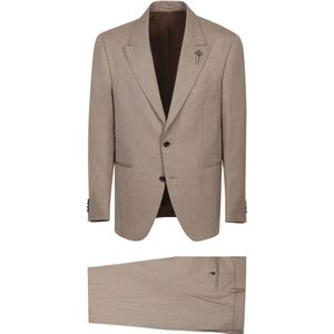 Lardini, Heren, Pakken, Beige, Maat: S Wol,
