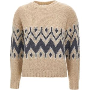 Eleventy, Dames, Truien, Beige, Maat: M Wol,