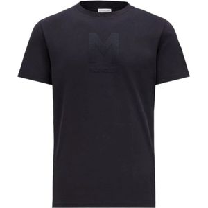 Moncler Navy Logo T-Shirt Casual Staple , Blue , Heren , Maat: 3XL