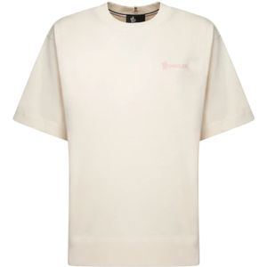 Moncler Grenoble - T-shirt - Crème - Katoen - Korte Mouwen