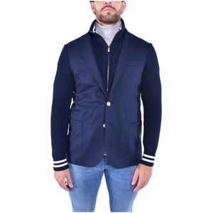 Eleventy, Heren, Jassen, Blauw, Maat: S Wol,