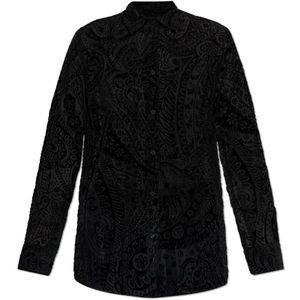 Etro, Dames, Blouses & Shirts, Zwart, Maat: XS Velours,