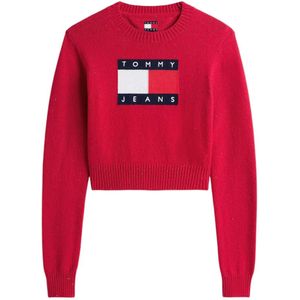 Tommy Jeans, Dames, Truien, Rood, Maat: XS Katoen,