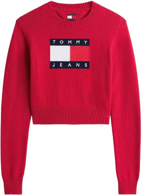 Tommy Jeans, Dames, Truien, Rood, Maat: XS Katoen,
