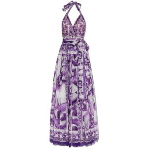 Dolce & Gabbana, Dames, Jurken, Paars, Maat: 2XS Zijde,