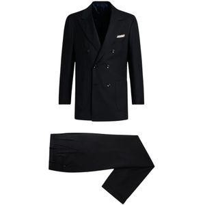 Kiton, Heren, Pakken, Zwart, Maat: 2XL Wol,