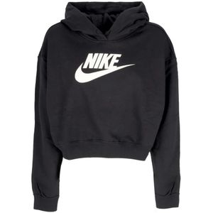 Nike Grafische Oversized Cropped Hoodie Zwart/Wit , Black , Dames , Maat: L