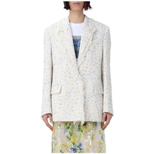 Msgm, Dames, Jassen, Wit, Maat: XS Tweed,