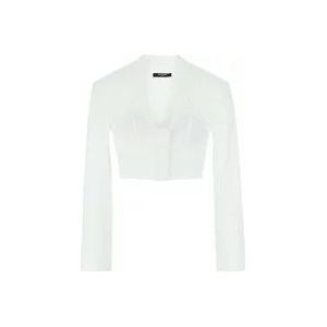 Balmain Witte Poplin Overhemd , White , Dames , Maat: 2XS