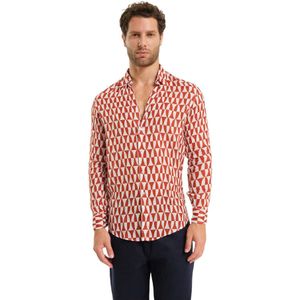 Peninsula, Heren, Overhemden, Rood, Maat: L Linnen,
