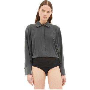 Max Mara, Dames, Tops, Grijs, Maat: 2XS Zijde,