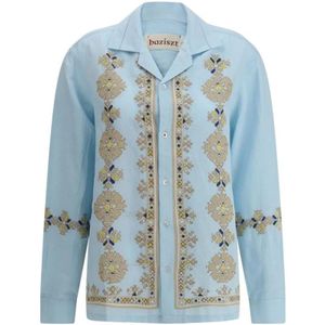 Baziszt, Dames, Blouses & Shirts, Blauw, Maat: L
