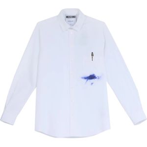 Moschino, Heren, Overhemden, Wit, Maat: M Katoen,