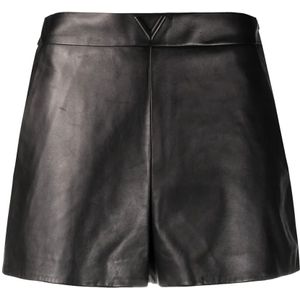 Valentino, Dames, Korte broeken, Zwart, Maat: 2XS Leer,