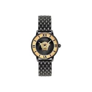 Versace Zwart en Goud LA Medusa Roestvrijstalen Horloge , Black , Dames , Maat: ONE Size