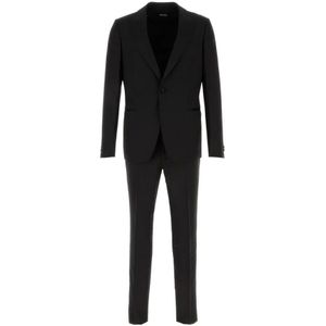 Zegna, Heren, Pakken, Zwart, Maat: M Wol,