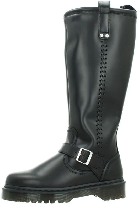 Dr. Martens - Anistone - Kniehoge Biker Laarzen - Zwart - Orleans Leer