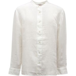 Paolo Pecora, Heren, Overhemden, Wit, Maat: XL Linnen,