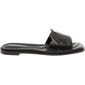 Alexander McQueen - Seal Leather Flat Sandal - Schoen - Zwart