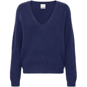 Ichi - Ihdasila Ls 2 - Gebreide Trui - Blauw - Dames