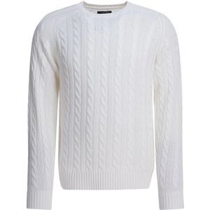 Beams Plus, Heren, Truien, Wit, Maat: S Katoen,