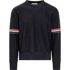 Thom Browne, Heren, Truien, Blauw, Maat: XL Wol,