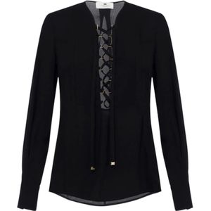 Elisabetta Franchi, Dames, Blouses & Shirts, Zwart, Maat: XS