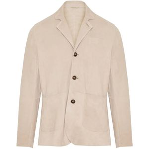 Barba, Heren, Jassen, Beige, Maat: 2XL Suède,
