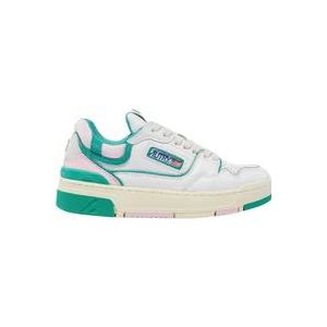 Autry CLC Lage Sneakers - Wit Leer met Beige Suède en Roze Accenten , Green , Dames , Maat: 36 EU