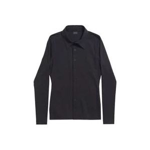 Balenciaga Zwart Stretch Jersey Klassieke Kraag Shirt , Black , Dames , Maat: M