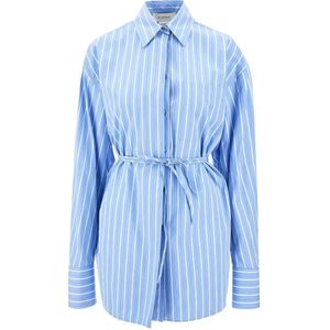 Sportmax, Dames, Blouses & Shirts, Blauw, Maat: XS Katoen,