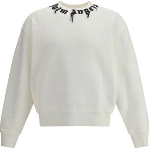 Palm Angels, Heren, Sweatshirts & Hoodies, Wit, Maat: L Katoen,
