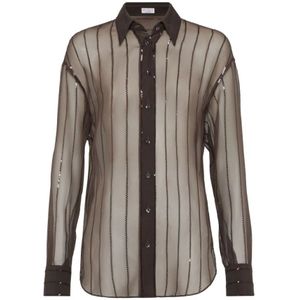 Brunello Cucinelli, Dames, Blouses & Shirts, Bruin, Maat: L