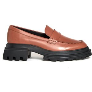 Hogan Leren Mocassin Loafer voor Vrouwen , Brown , Dames , Maat: 37 EU