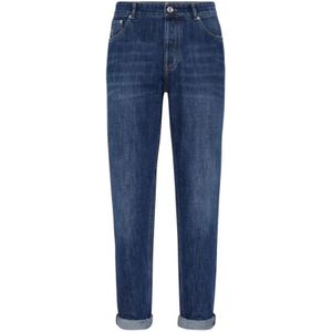 Brunello Cucinelli, Heren, Jeans, Blauw, Maat: M Denim,