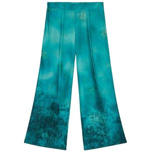 Oltre, Dames, Broeken, Blauw, Maat: S Satijn,