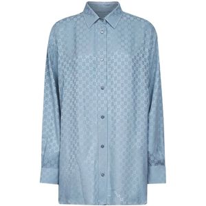 Gucci, Dames, Blouses & Shirts, Blauw, Maat: XS Zijde,