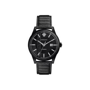 Versace Automatisch Leren Horloge, Zwarte Kast , Black , Heren , Maat: ONE Size