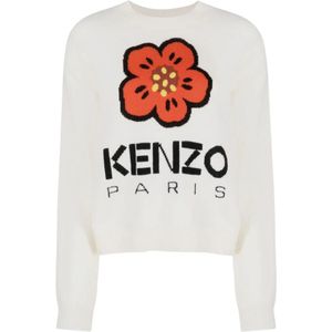 Kenzo, Dames, Truien, Wit, Maat: L Wol,